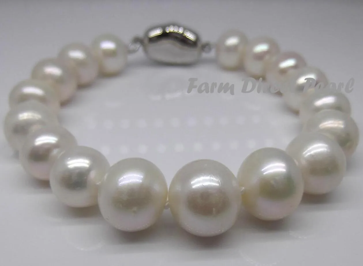 Bella perle perle perline gioielli gioielli genuini naturale enorme enorme 11-12mm bianco perla braccialetto 7 "7.5" 8 "