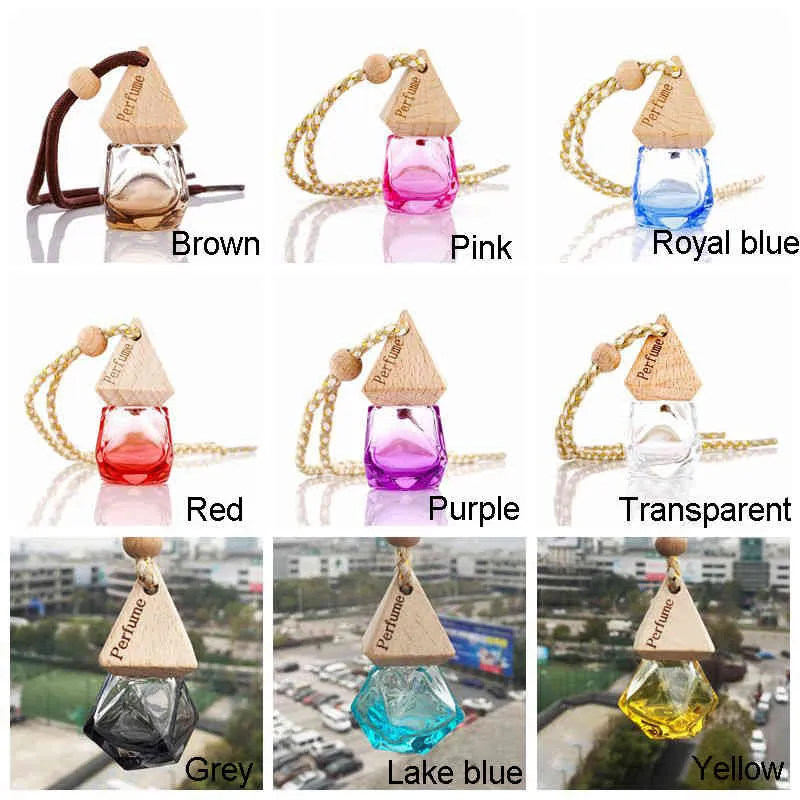 Car Perfume Bottle Pendant  Oil Diffuser Bag Clothes Ornaments Air Freshener Pendant Empty Glass Bottle Perfume BH1908 ZX