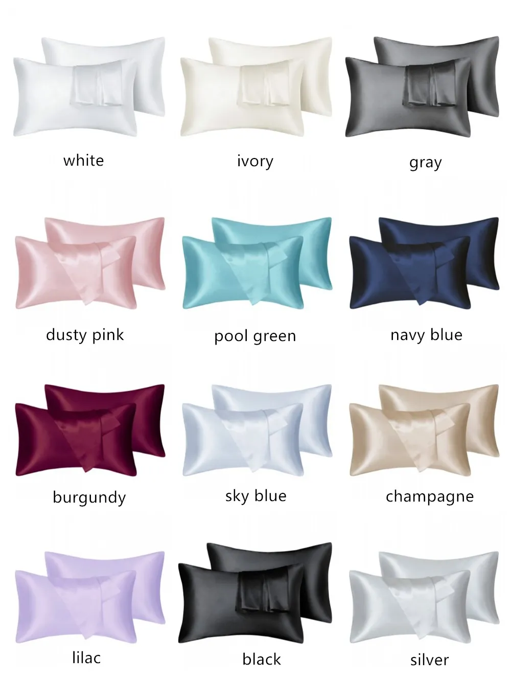 Satin Silk Pillowcase - Navy Blue, 20x54 Inches, Cooling Hair & Skin Pillow Cover - View #13