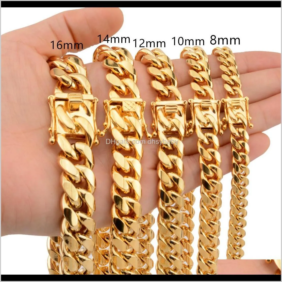 luxury designer necklaces stainless steel jewelry hip hop necklace mens cuban link chain long gold rapper accessories fashion jewellery