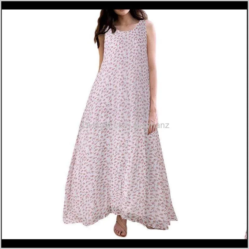 zanzea summer sleeveless dress bohemian women sundress casual loose floral print long maxi vestidos female holiday beach robe