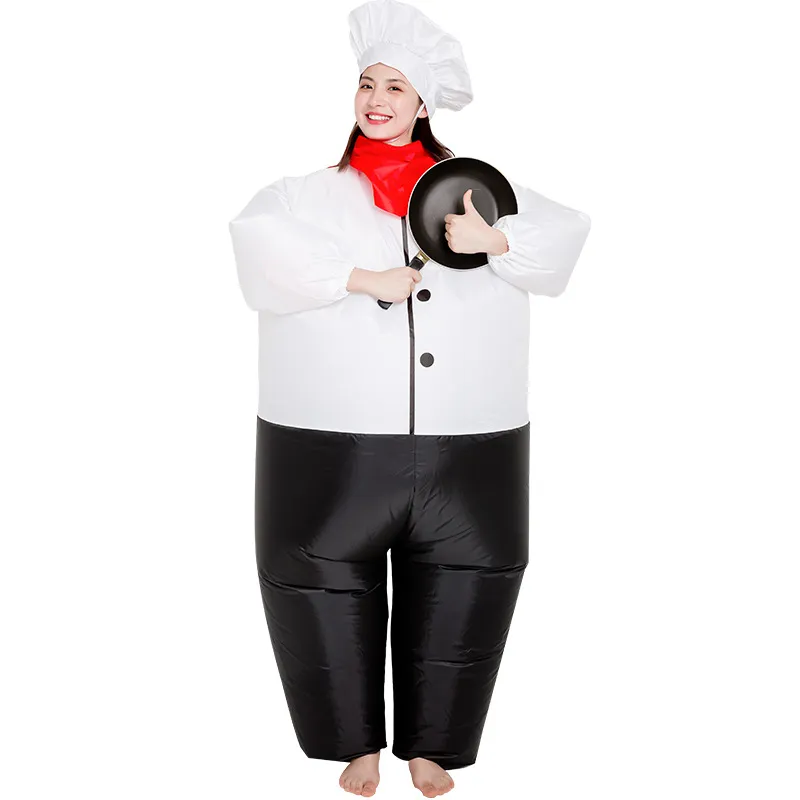 Costume della bambola della mascotte Adulti Chef Fornello Costumi gonfiabili di Halloween Cartoon mascotte Doll Bambola Negozio di cibo Negozio del partito Play Gioca Dress Up Abbigliamento