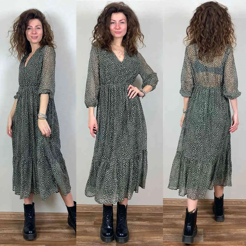 green emerald velvet dress Elegant A-Line Chiffon Midi Wedding Guest Dress