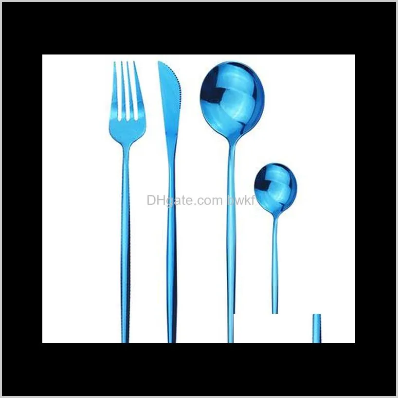 gold dinnerware 18/10 stainless steel tableware set knife fork spoon flatware dishwasher safe cutlery set
