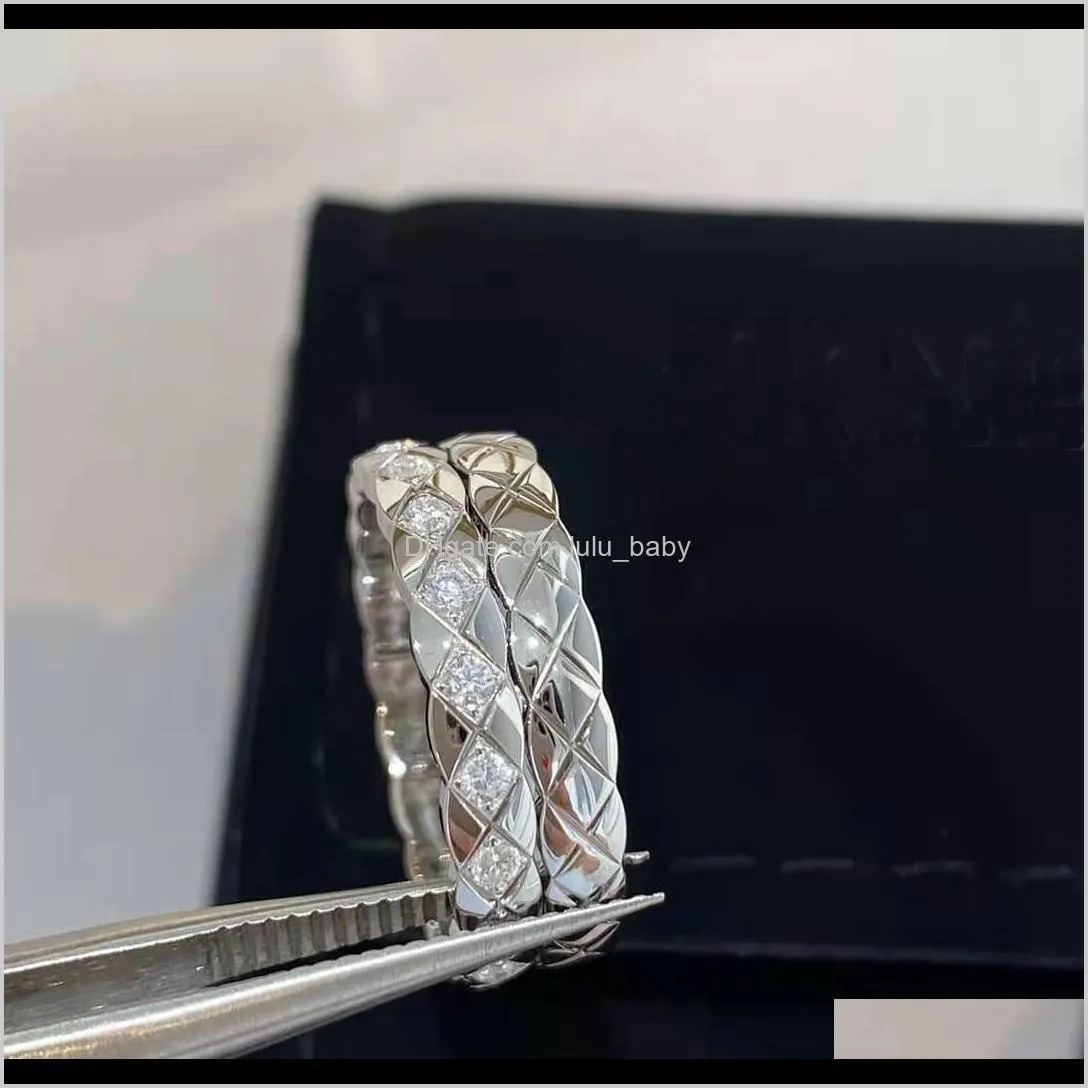 Band Rings Jewelry Drop Delivery 2021 Titanium Steel Love Mens And Womens Styles Outer Layer Diamond Pattern Small Fragrance Ring Packaging B