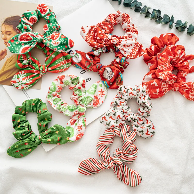 Christmas Rabbit Ears Scrunchies Cabelo Anel de Cabelo Bonito Cabelo Elástico Gravatas Doce Mulheres Bonito Meninas Acessórios 5320 Q2