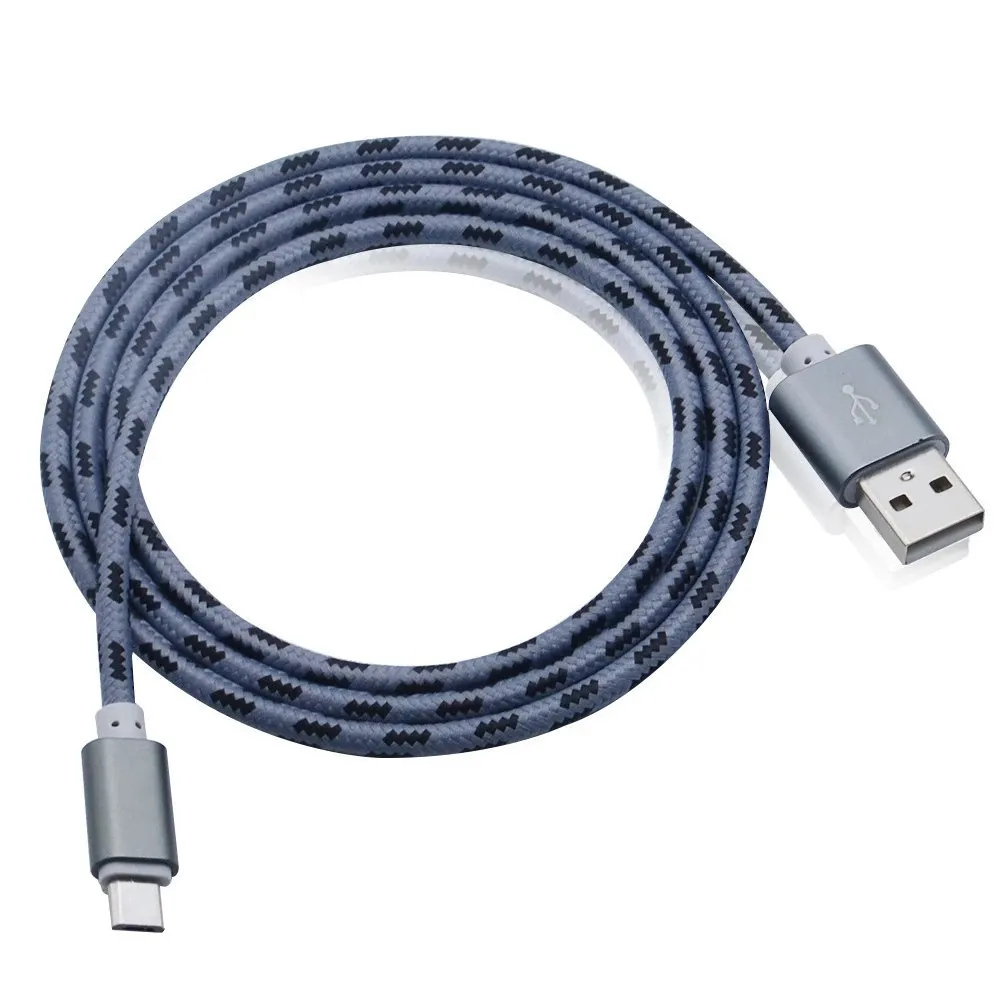 High Speed USB Cable Type C Data Sync Charging Wire Thickness Strong Nylon Braided 1M 3ft 2A Micro Charger Cables Cord for Samsung Smart Phone Mobile