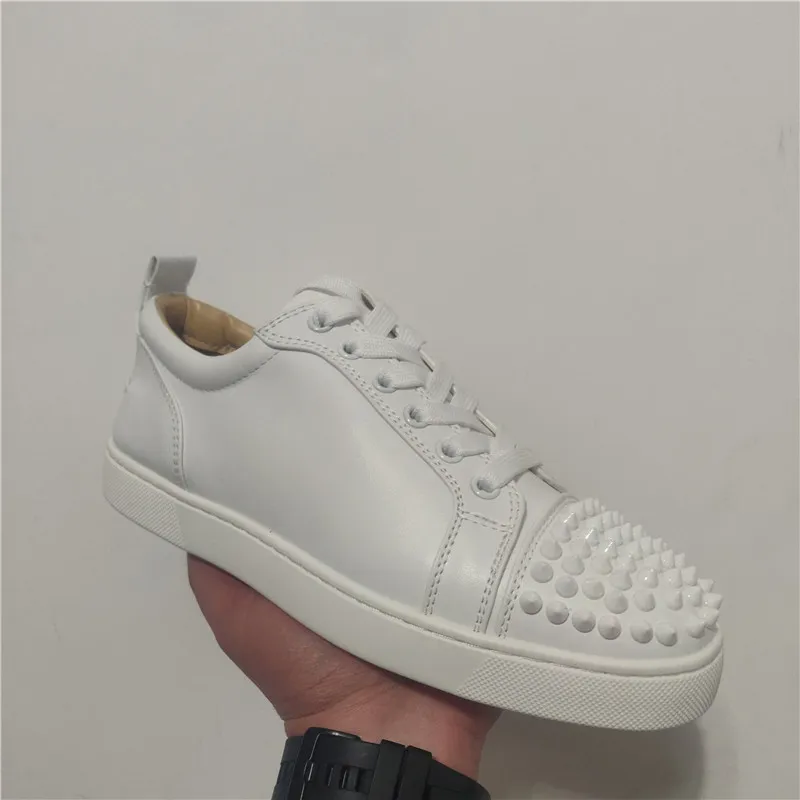 Luxe designer Casual schoenen te koop Rode zool lage tops platte spikes  flats zwart blauw suède zilveren diamant mannen dames prom bruiloft schoenen  sneakers met stofzak