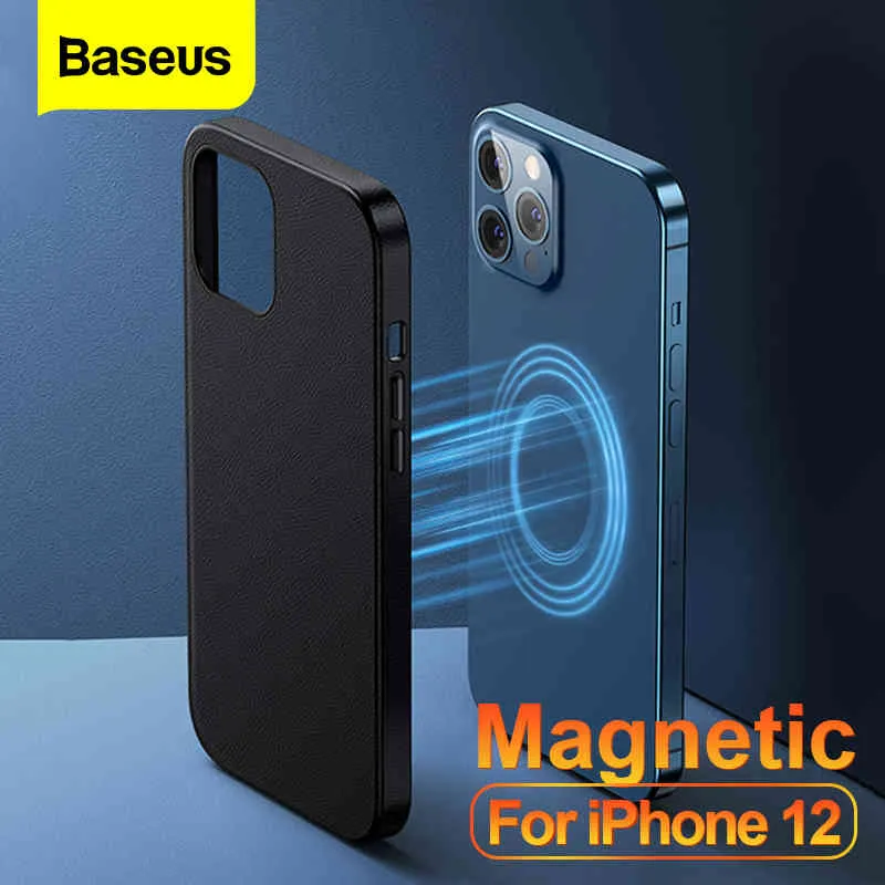 Baseus Magnetic Phone 12 Pro Mini Shock Fast Läderfodral Back Cover 12Pro Max 12mini Coque Shell