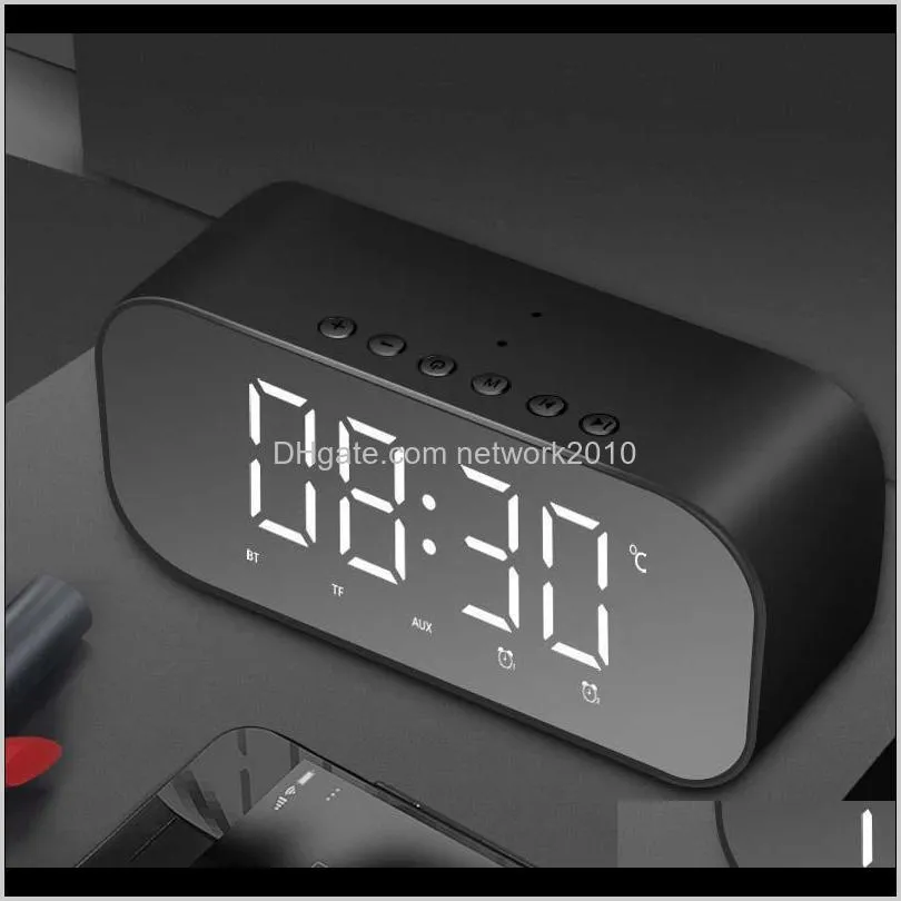 fashion s5 wireless bluetooth speakers with clock home mini led display digital table alarm clock tf card slot fm radio for office