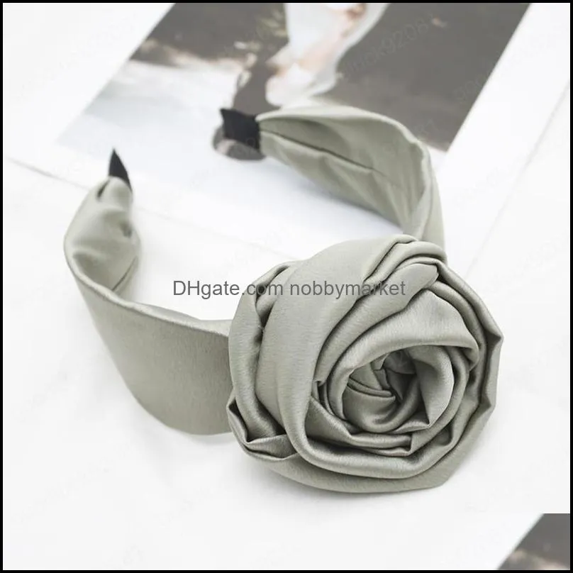 Vintage Bohemian Rose Flower Satin Hairband Headband Headwear Hair Accessories