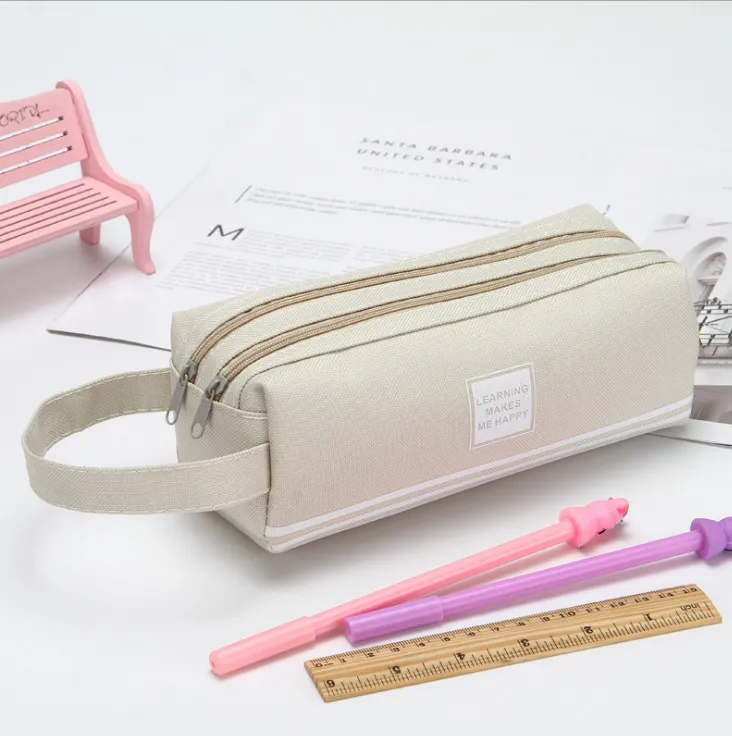 Wholesale Large Capacity Double Layer Portable Pencil Case Simple