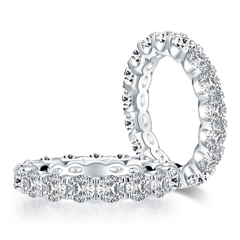Fijne sieraden bruids 925 zilver 42 ct ronde synthetische diamant engagement trouwring voor vrouwen