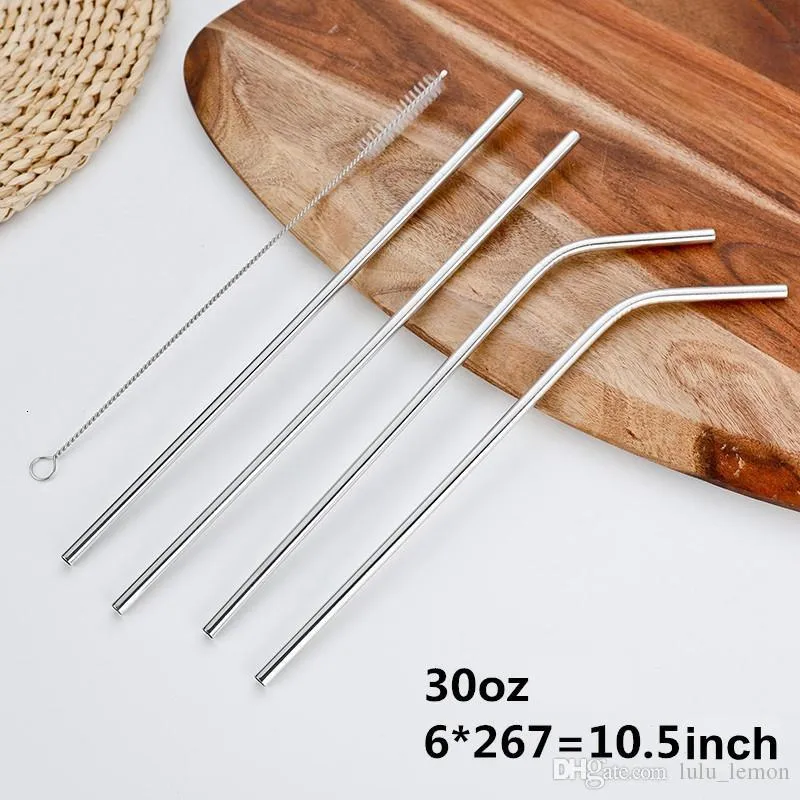 8 9 10 Inch Straight And Bent Stainless Steel Straw Reusable Drinking Straws Eco Friendly Drinking Tool For Bar Party