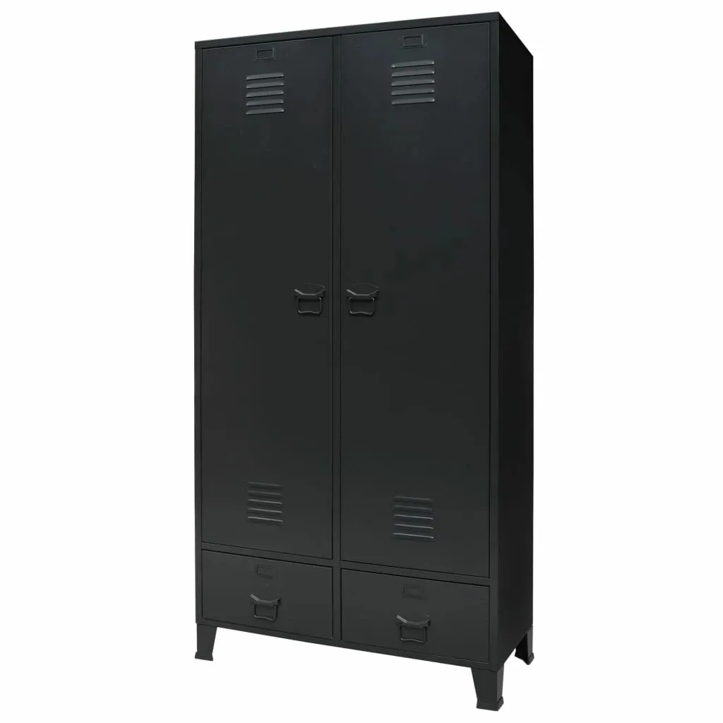 Armoire Métal Style Industriel 35.4"x15.7"x70.9" Noir