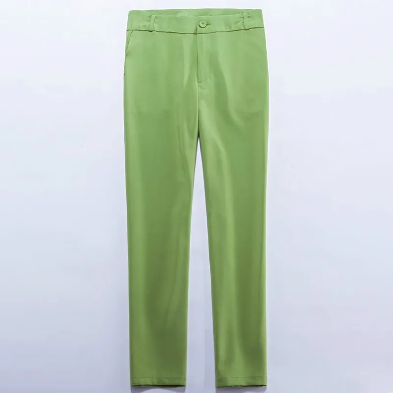 Calças de escritório casual primavera e outono moda cor sólida calças retas slim encaixe de alta qualidade 210527