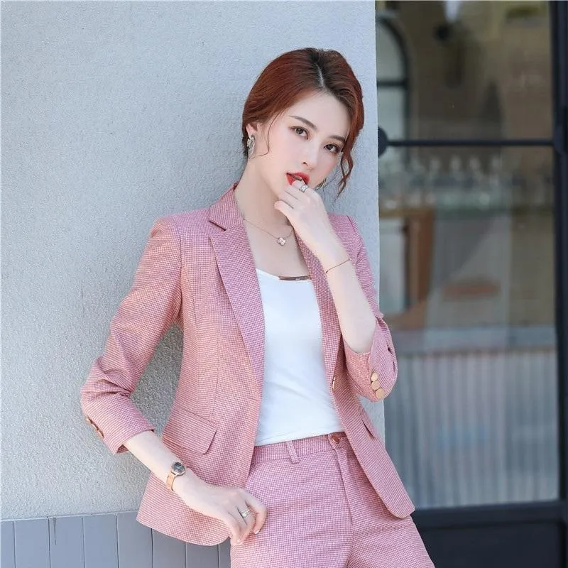 Costumes Femmes Blazers 2021 Femmes Manteau Mode All-Match Un Bouton Slim Veste OL Styles Automne Pour Le Travail D'affaires Blaser Outwear Tops