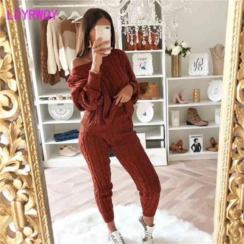 autumn winter women's products European and American fashion solid color suit sweater women 210416