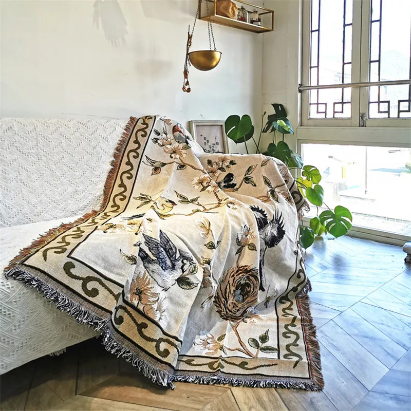Nordic Cotton Blanket Etnisk Stil Tråd Tråd Täck Tjock Soffa Handduk Hem Vardagsrum Couch Bed Quilt Sheet