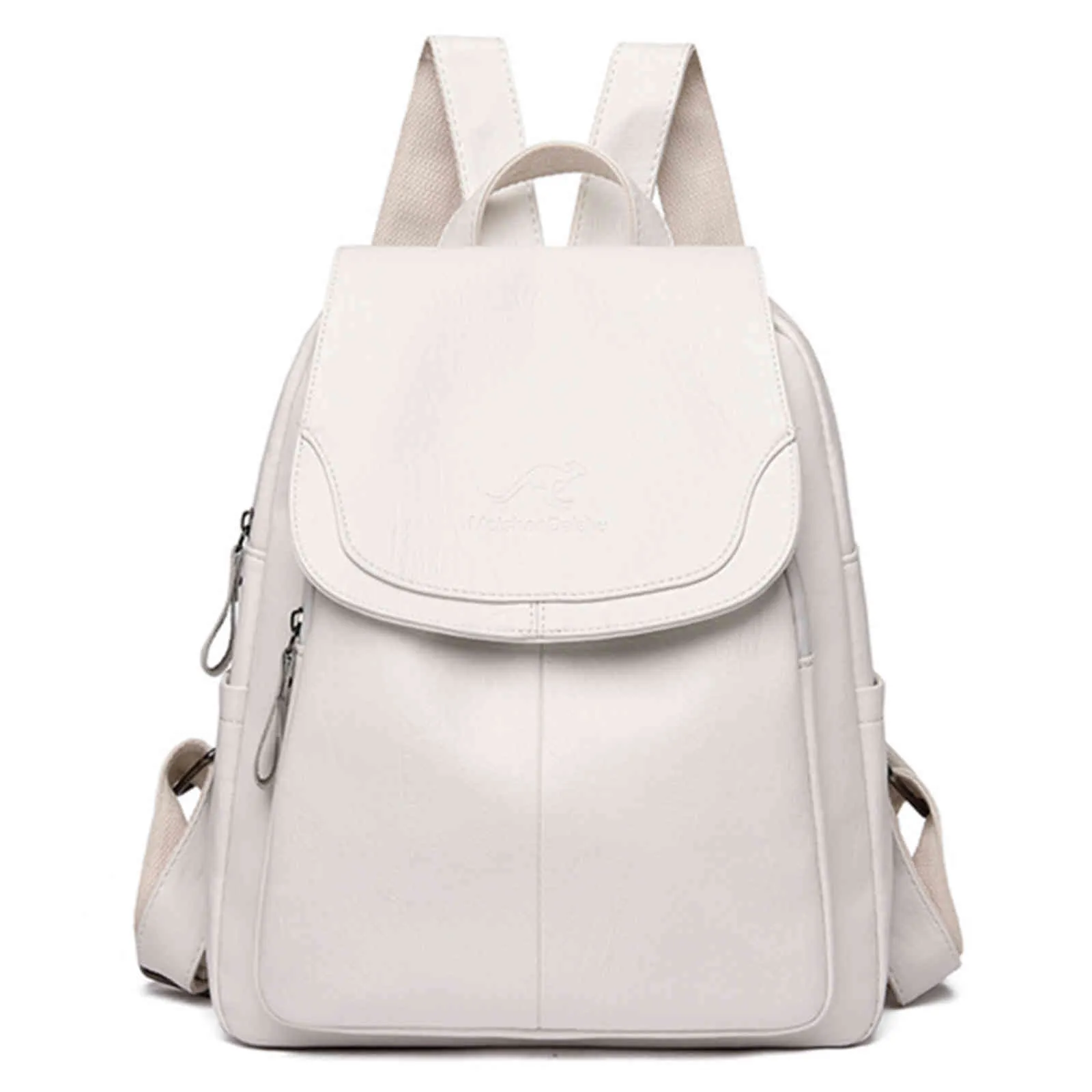 White Women's backpack Women's leather backpacks Women's Sac A Dose School bags for girls Great Capacity Travel backpacks