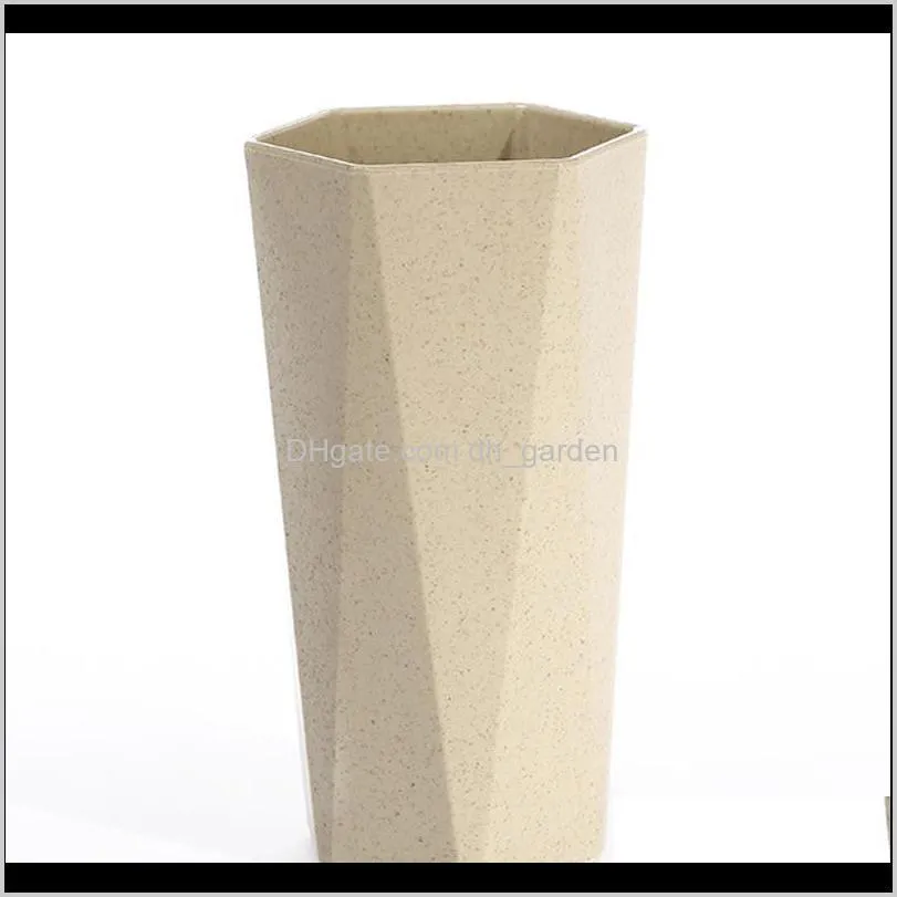 high standard simple design wheat straw geometric brushing cup diamond shape food grade mug cup breakfast coffee milk wheat cup dh0073