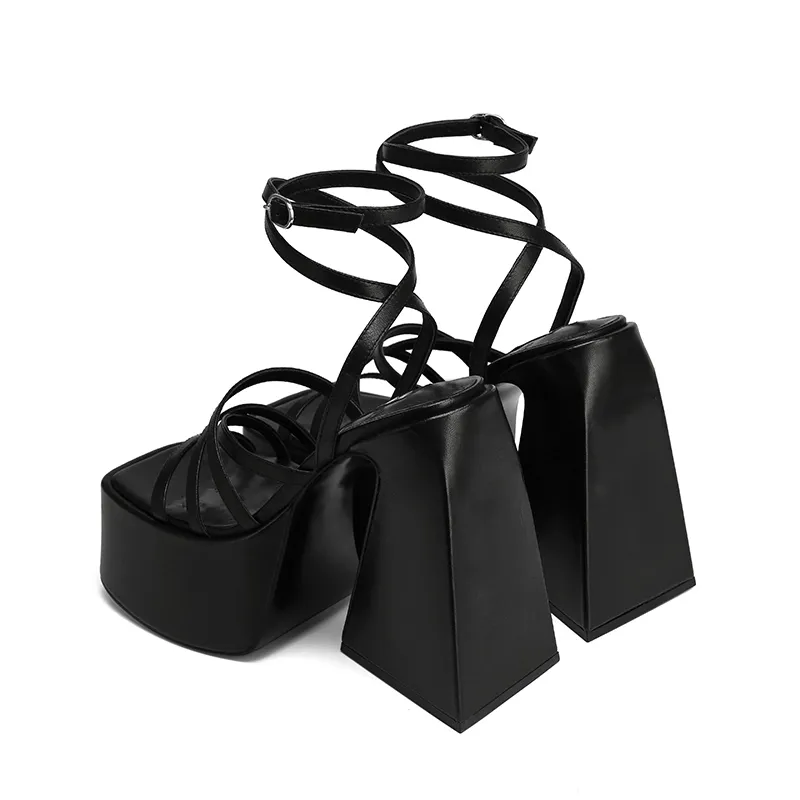 Summer thick-soled slope with women`s sandals new luxury thick-heeled strap combination buckle mixed color fashion sandals