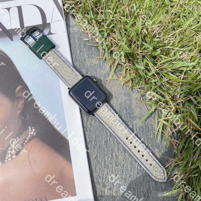 Modedesigner för Apple Watch Smart Strap 42mm 38mm 40mm 44mm IWatch 2 3 4 5 Watchband Leather Armband Stripes Band Watchbands DGGE