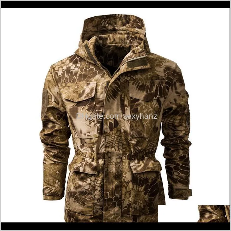 2020 men`s jacket soft shell camouflage printing tactical men`s hooded waterproof warm casual long-sleeved jacket s-2xl