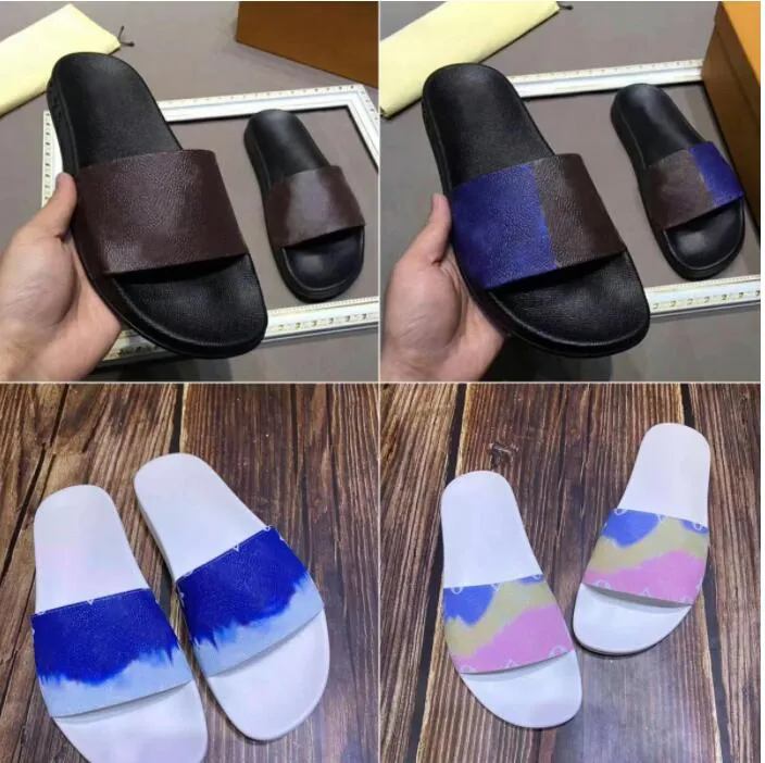 2021 män Sandaler Tofflor Broderi Designers Slides kvinnor Sandal Blommor Brokad Flip Flops Randigt Beach Läder Gummi Blomma Tofflor Loafers Med Box