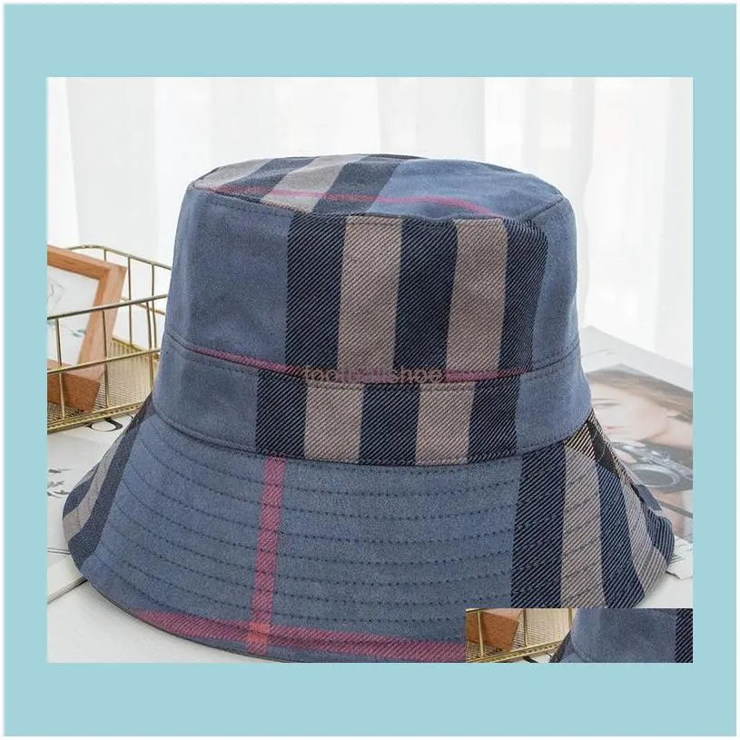 21SS 5color Bucket Hat Wide Brim Hats Suede Fabric Fashion Classic Brand Designer Grid Women Nylon Autumn Spring Foldable Fisherman Sun Cap Travel Sunshade Drop