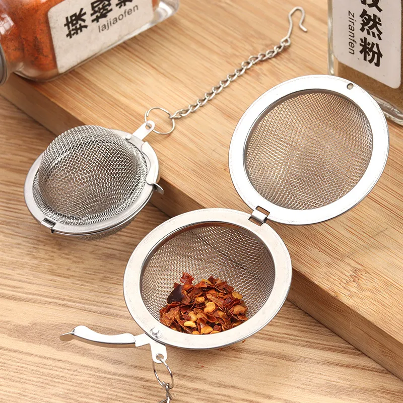 Verktyg 201 Stainless Steel Sphere Locking Spice Tea Ball Strainer Mesh Infuser Filter Infusers Herbal Balls Köksverktyg ZWL752