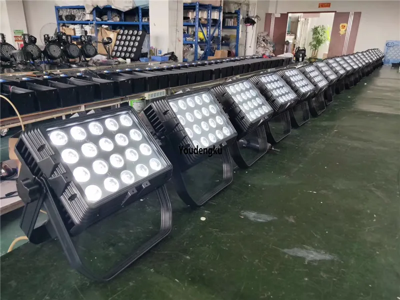 20 Stück Außenwandwaschanlage für hohe Gebäude, 20 x 10 W, 4-in-1-RGBW, quadratisches LED-Stadt-Farblicht, DMX 512, flaches LED-Par-Licht