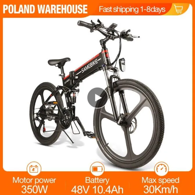 [US AUTACTION] SameBIKE LO26 26 calowy składany inteligentny motorower elektryczny energia elektryczna wspomaganie elektryczne 48V 350W silnik 10.4ah e-rower do podróży na zewnątrz