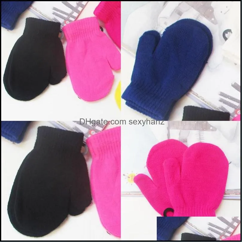 Children Glove Thickening Keep Warm Knitting Student Solid Color Woman Man Five Finger Mittens Winter 1 7lp K2