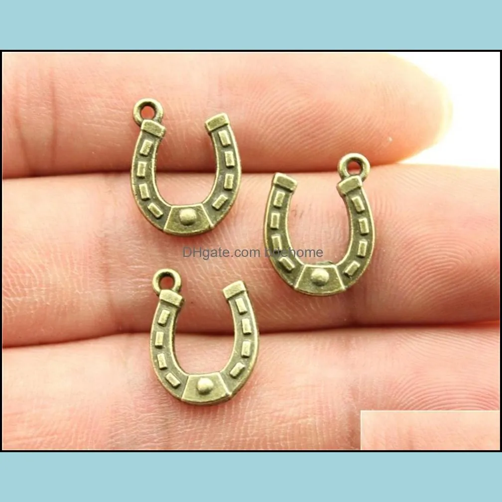 60 Pieces Metal Charms For Jewelry Making Animal Good Luck Horseshoe Horse Shoes HJ051
