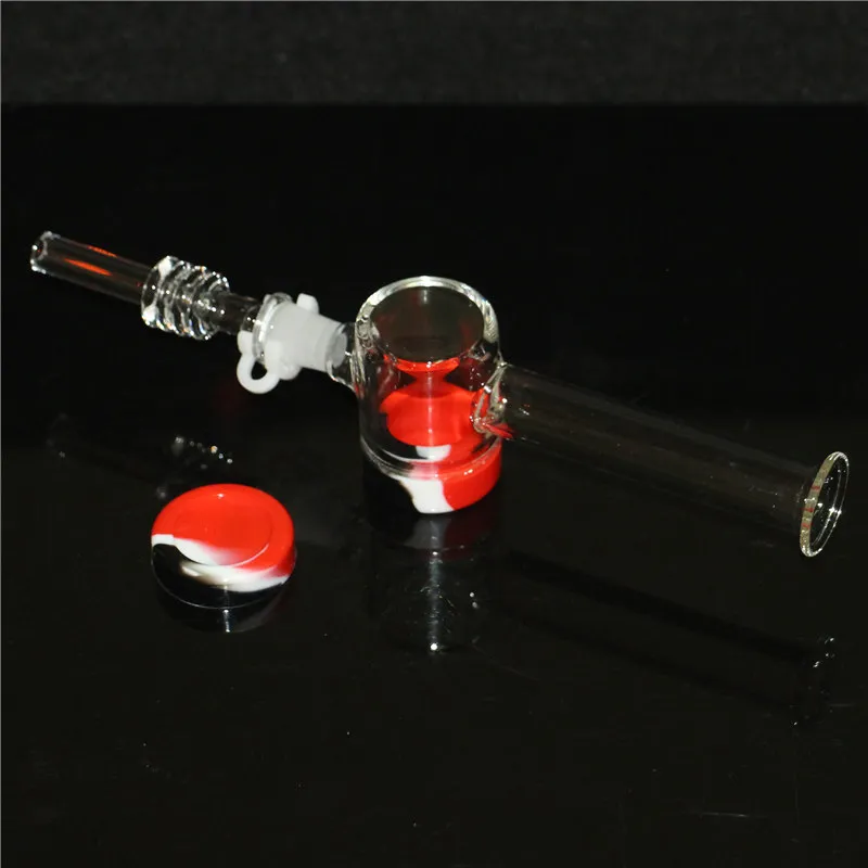 20pcs Hookahs 10mm 14mm nectar glass water pipes two functions nectar with quartz tips and 5ml silicone containers ash catcher