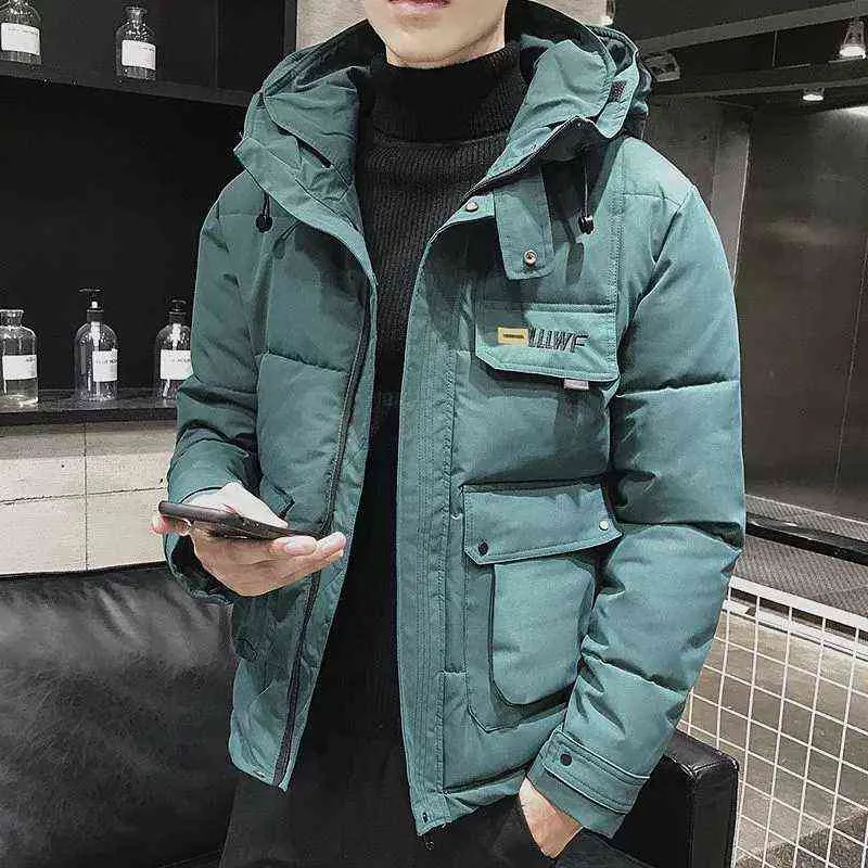 2021 Winter Parka Men Windbreak Plus Velvet Thicken Warm Windproof Coat Male Casual Military Hooded Jackets Zipper Solid Color G1115