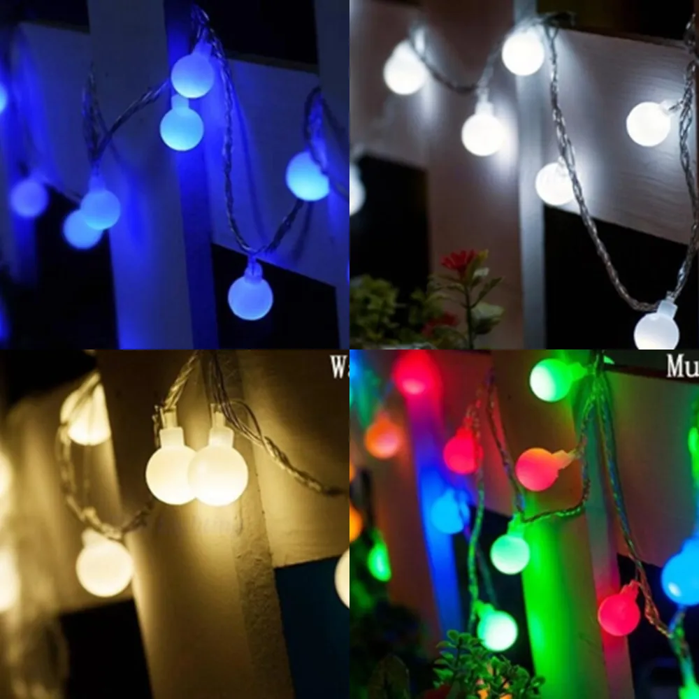 Im Freien wasserdichte LED-Kugel-Schnur-Lichter-Feen-Girlande 3 * AA-Batteriebetrieben für Weihnachtshochzeitsgarten-Party-Dekorationslampe Y0720