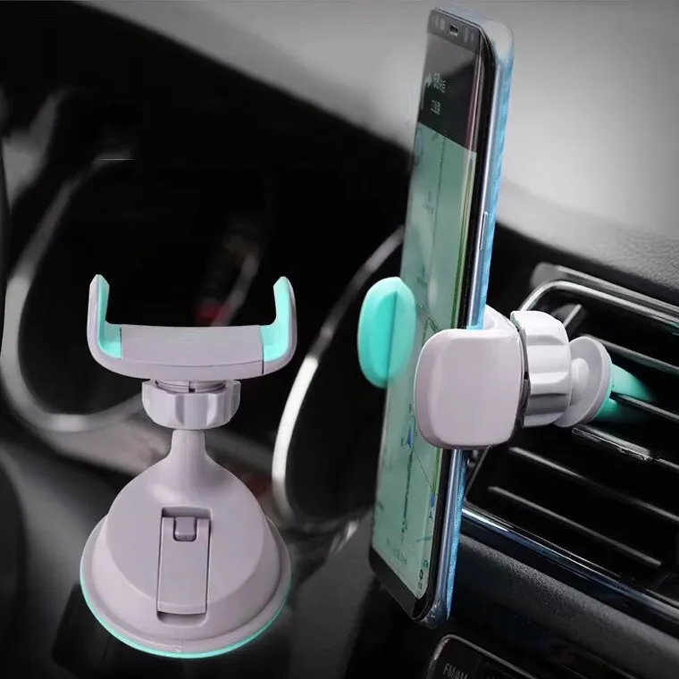 Supporto universale per presa d'aria per auto per smartphone 2 IN 1, supporto per telefono per auto appiccicoso e resistente sul cruscotto