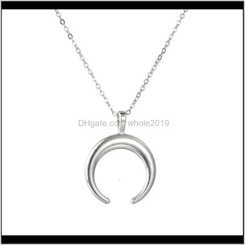 hot selling fashion jewelry white gold/gold colr moon simple pendant necklace party foe women girl1