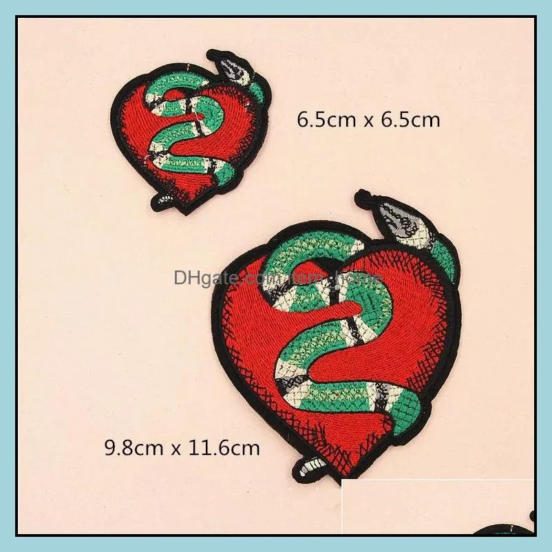 Flowers Snake Heart Embroidered Applique Patches for Clothes Iron on Patch Applique for DIY Fashion Clothes B