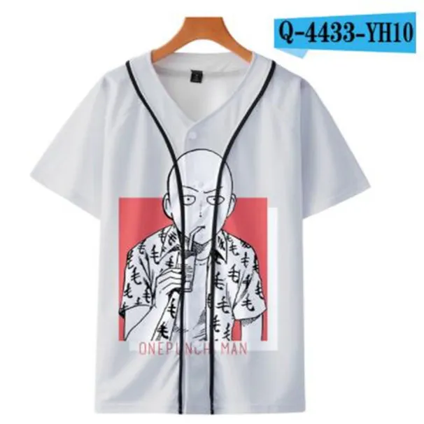 Man Summer Baseball Jersey Przyciski Koszulki 3D Drukowane Streetwear Tees Koszulki Hip Hop Odzież Dobra Jakość 069