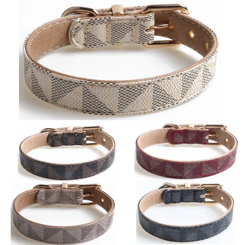 Designer Dog Collars and Leash set Sublimation Printed PU Leather Dog Collar Soft Firm Pet Leashes for Small Medium Large Dogs Poodle Corgi Cream XS-XL Wholesale