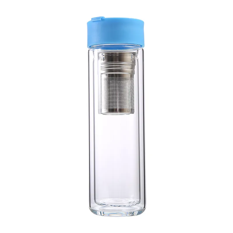 450ml Tea Tumbler with Infuser Double-layer Leakproof Glass Water Bottle Stainless Steel Strainer