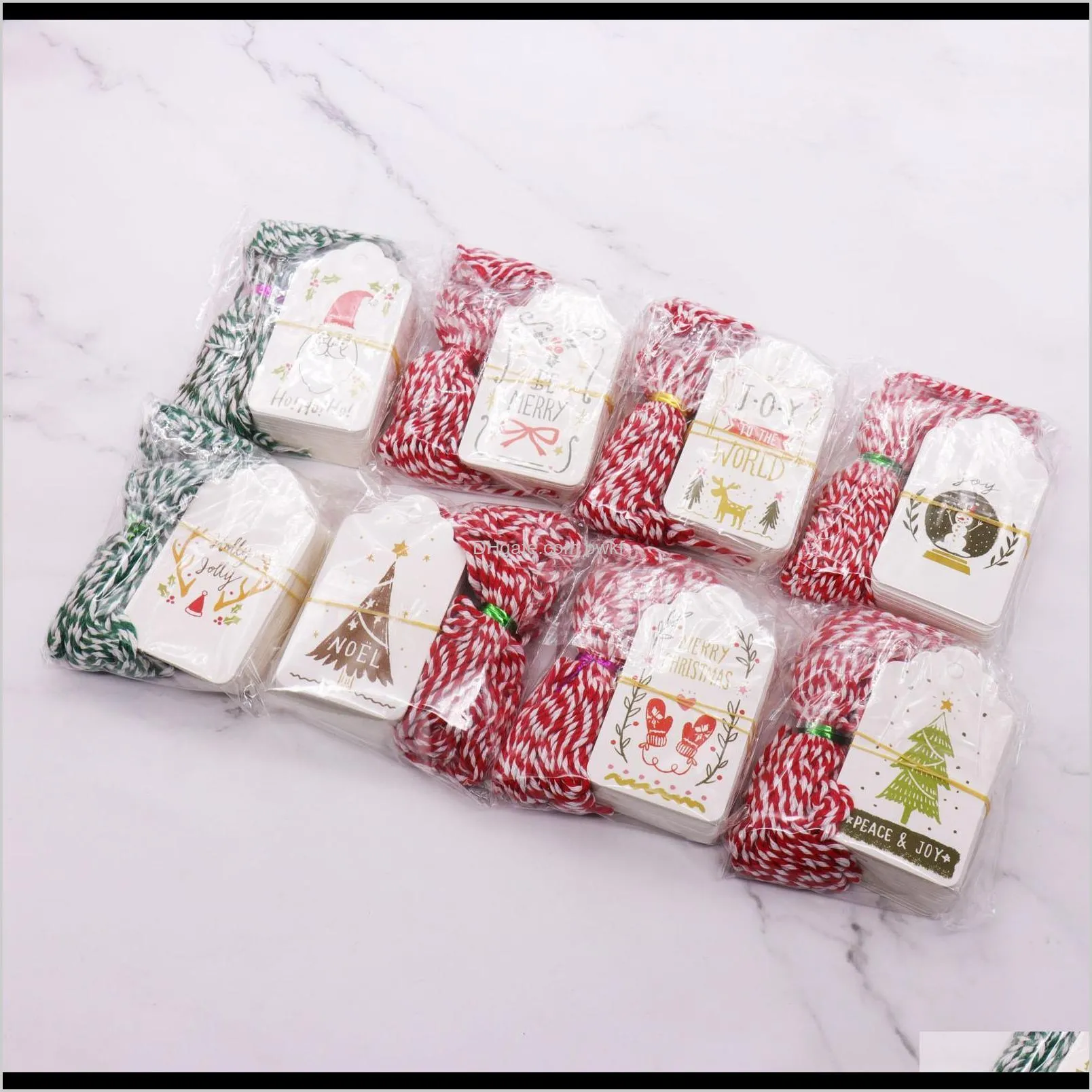 50pcs/lot merry christmas diy unique gift tags joy to world tag small card optional string diy craft label party decor
