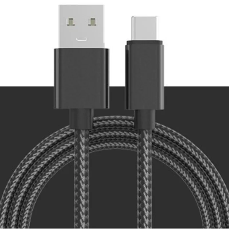 1m 젯 나일론 패브릭 패스트 충전 3A USB TYPE-C 마이크로 USB 충전 및 삼성 Huawei Xiaomi Oppo Vivo 용 전송 데이터 케이블