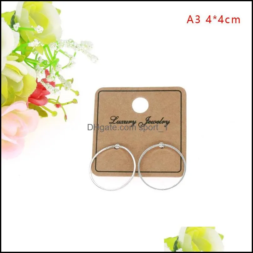 4*4cm Kraft Paper Multi-motif Earring Card With Hold Hanging Stud Earrings Ear Stud Jewelry Display Card Wholesale Can Custom Logo