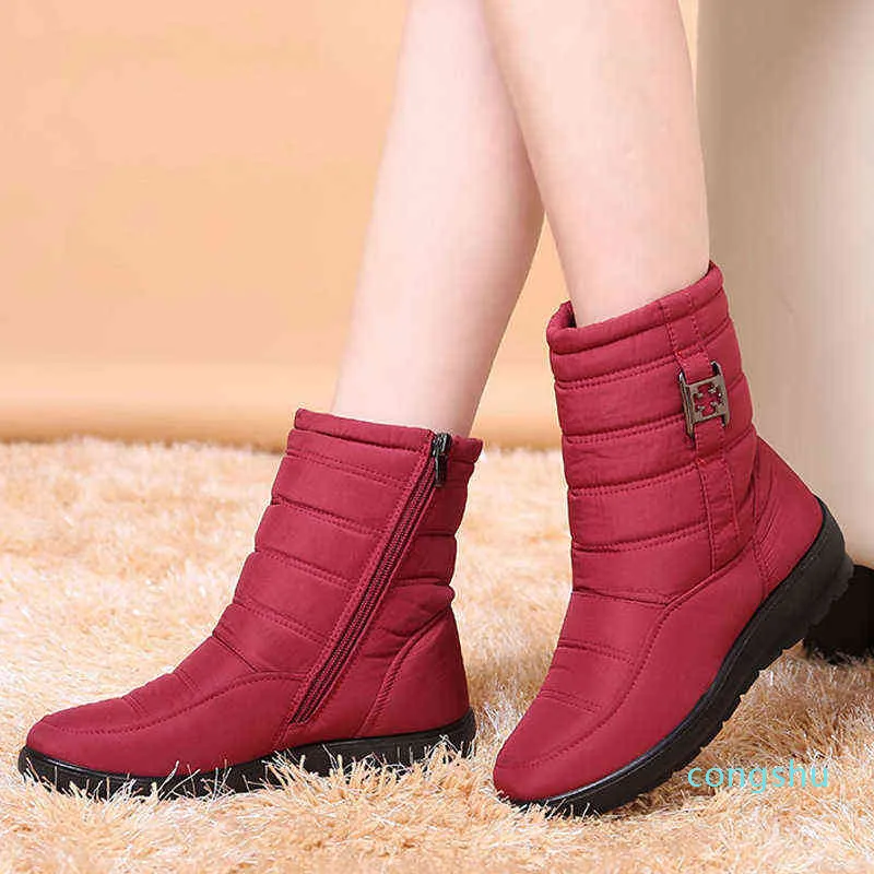 Botas novas mulheres neve inverno feminino quente pele tornozelo para sapatos cunha salto zipper botas mujer 1122