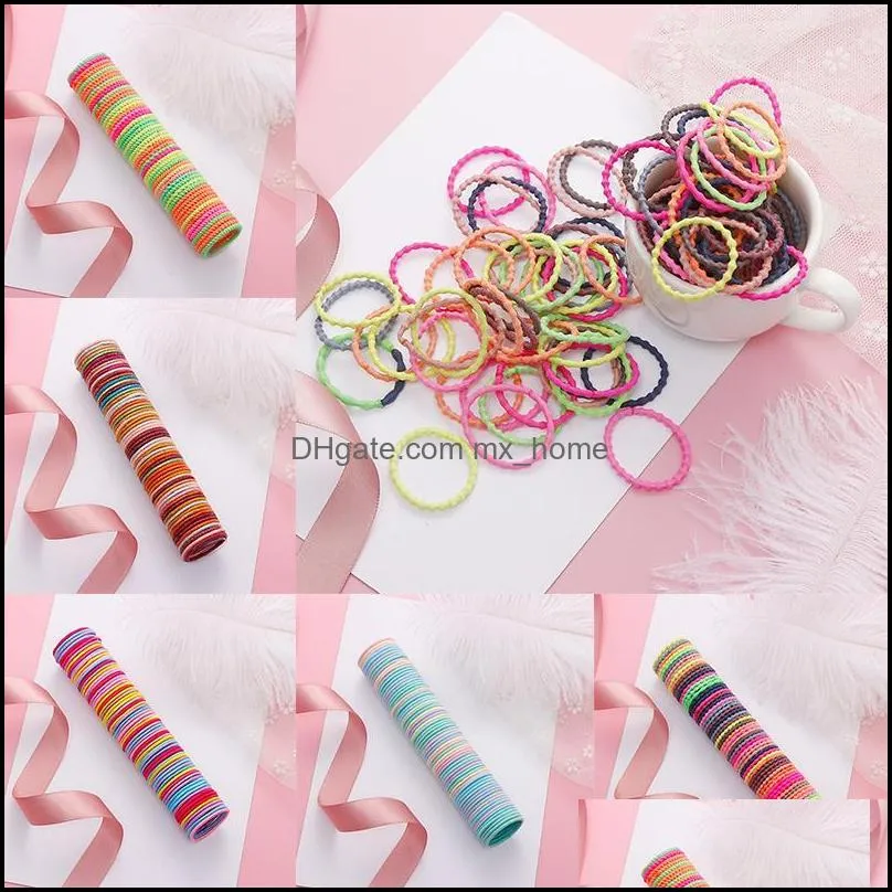 Hair Accessories 50Pcs Children Candy Colors Soft Scrunchies Elastic Ties Women Girls Lovely Rubber Bands Female Ponytail