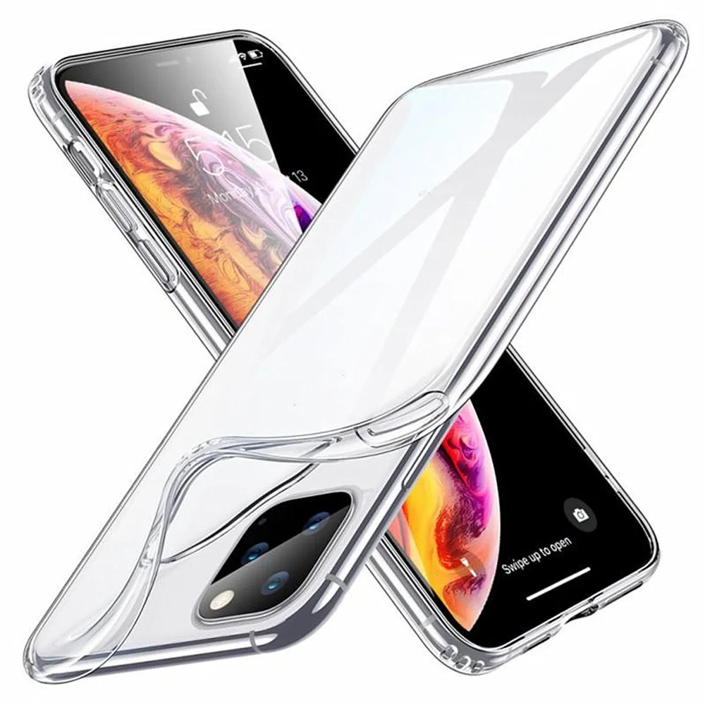 Прозрачный ультра Тонкий TPU Кристалл Crystal Clear Мягкие Четыре Назад Для iPhone 6 7 8 X XR XS 11 12 Pro Max Samsung HTC Android Phone